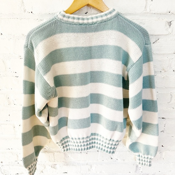 Liz Sport Vintage Striped Cotton Sweater Blue White Size S - Picture 4 of 4